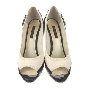 LOUIS VUITTON Canvas Slingback Pumps with Leather Trim and Embellishments